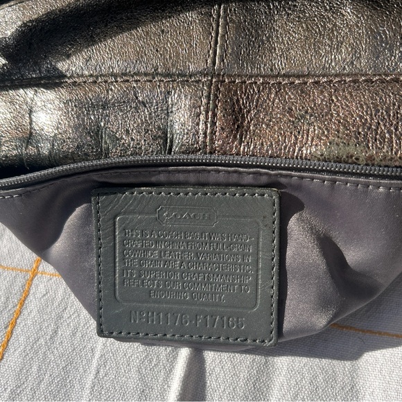 Coach Brooke Hobo Metallic Pewter Leather Tote - Picture 3 of 6